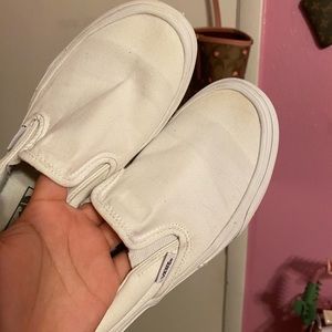 All white vans slip ons 💖